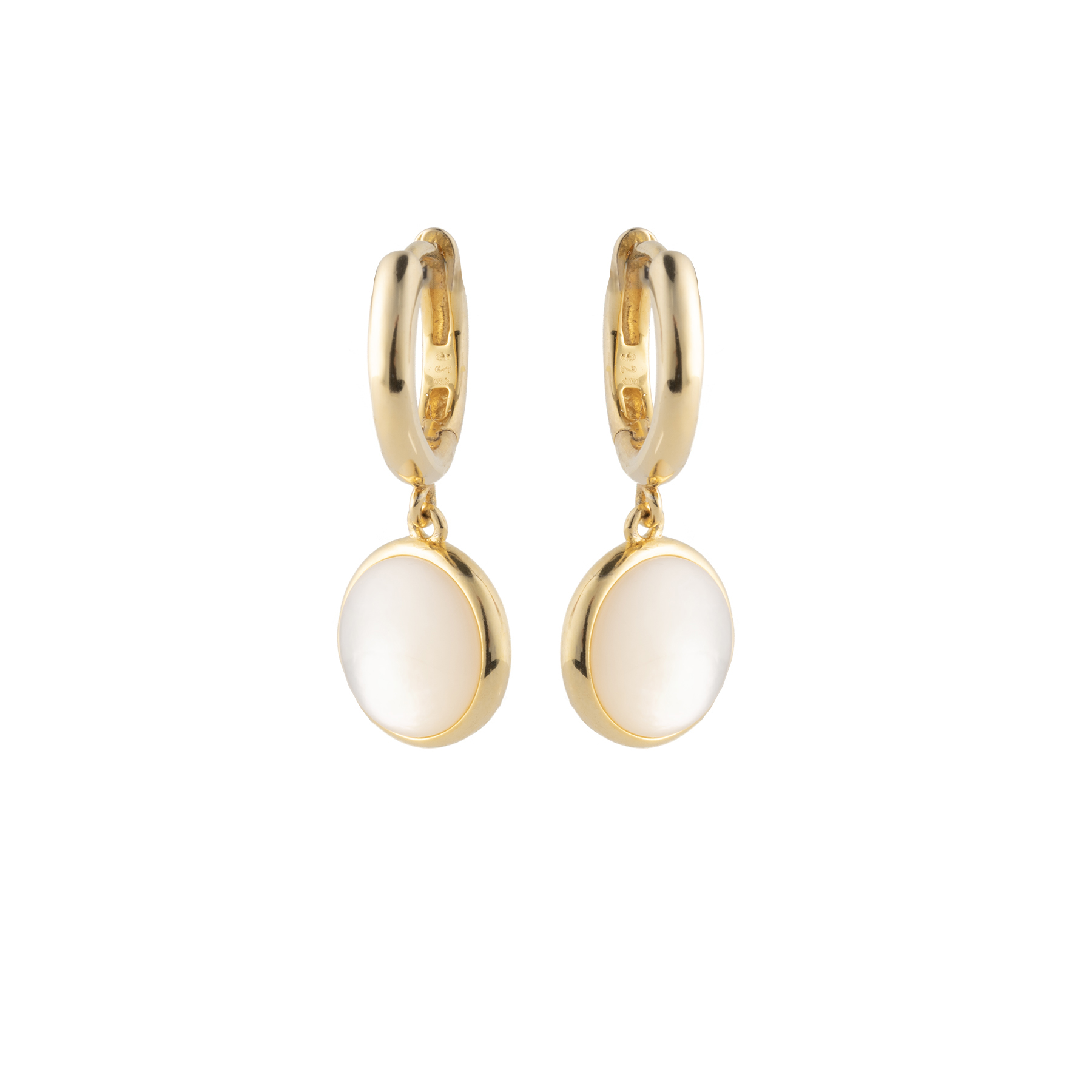 Astra gold earrings with mother of pearl