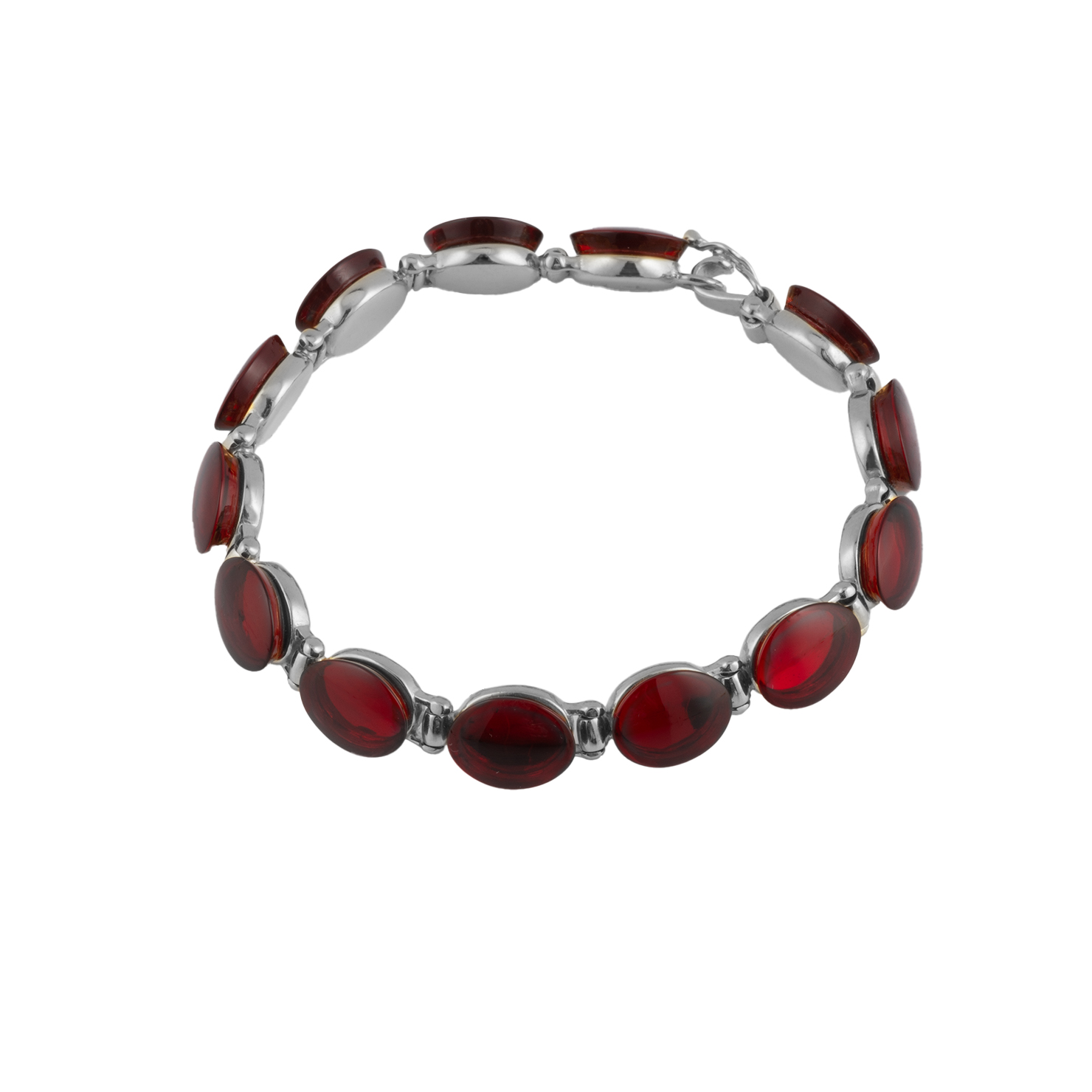 Carmen silver bracelet with red amber