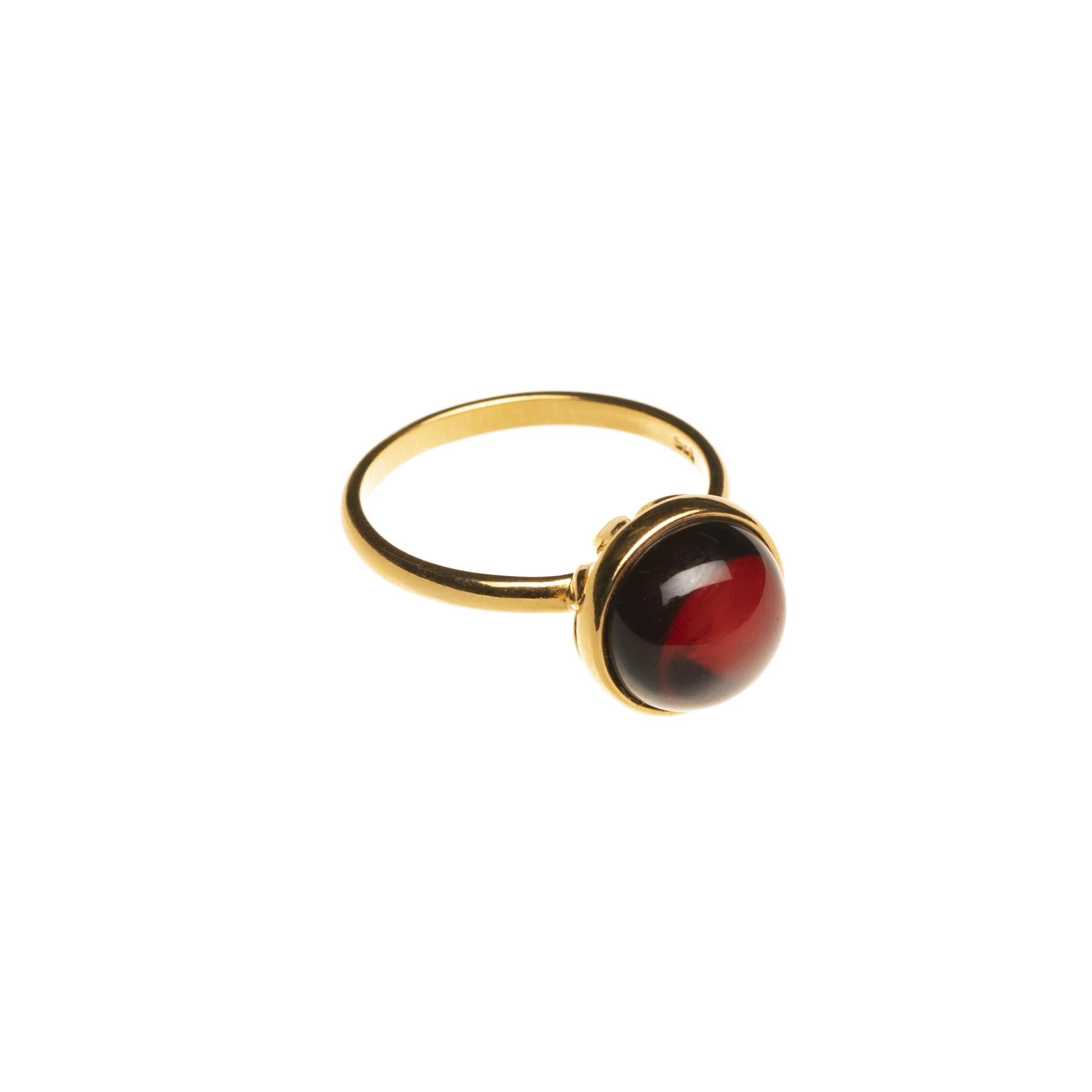 Chloe gold ring with cherry amber