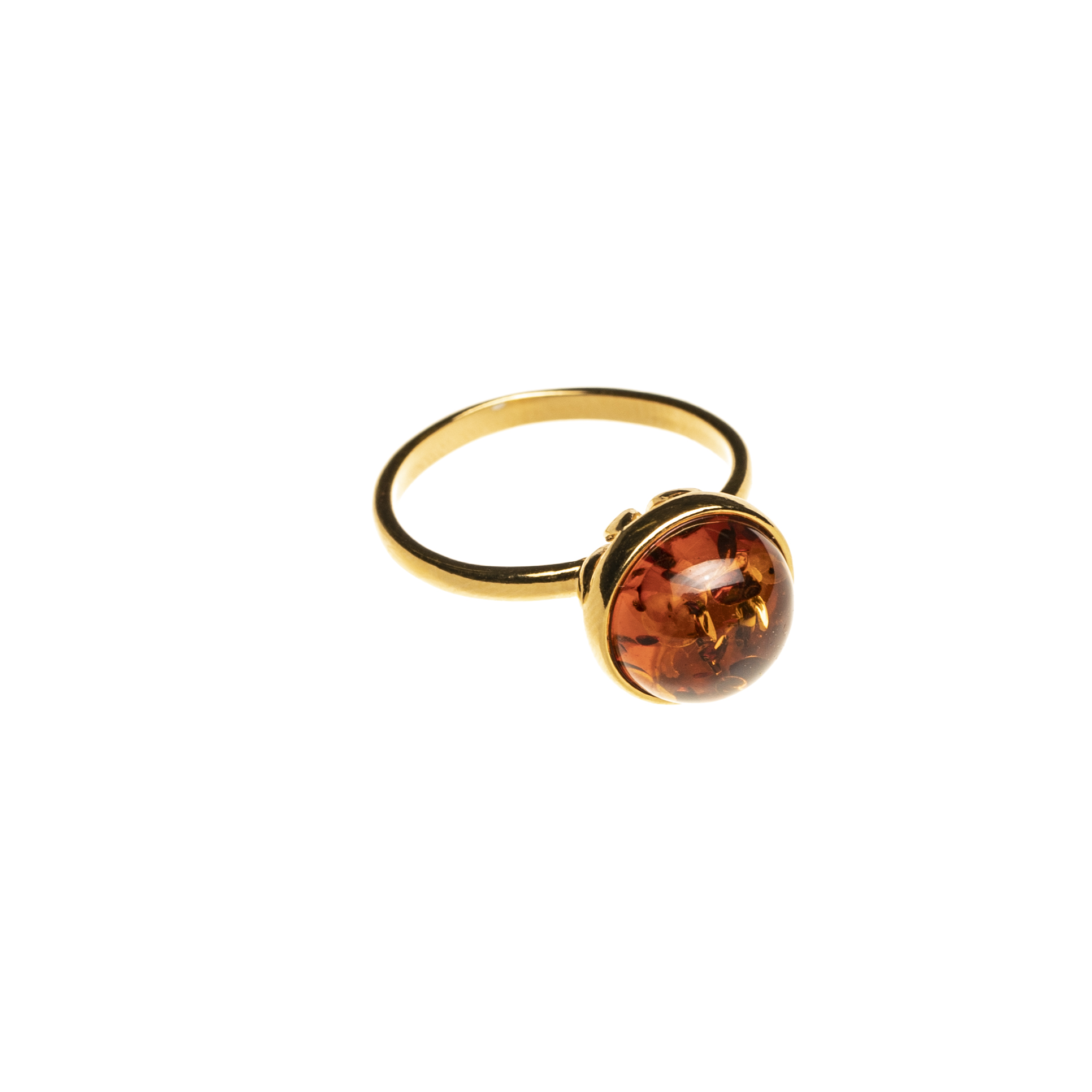 Chloe gold ring with cognac amber