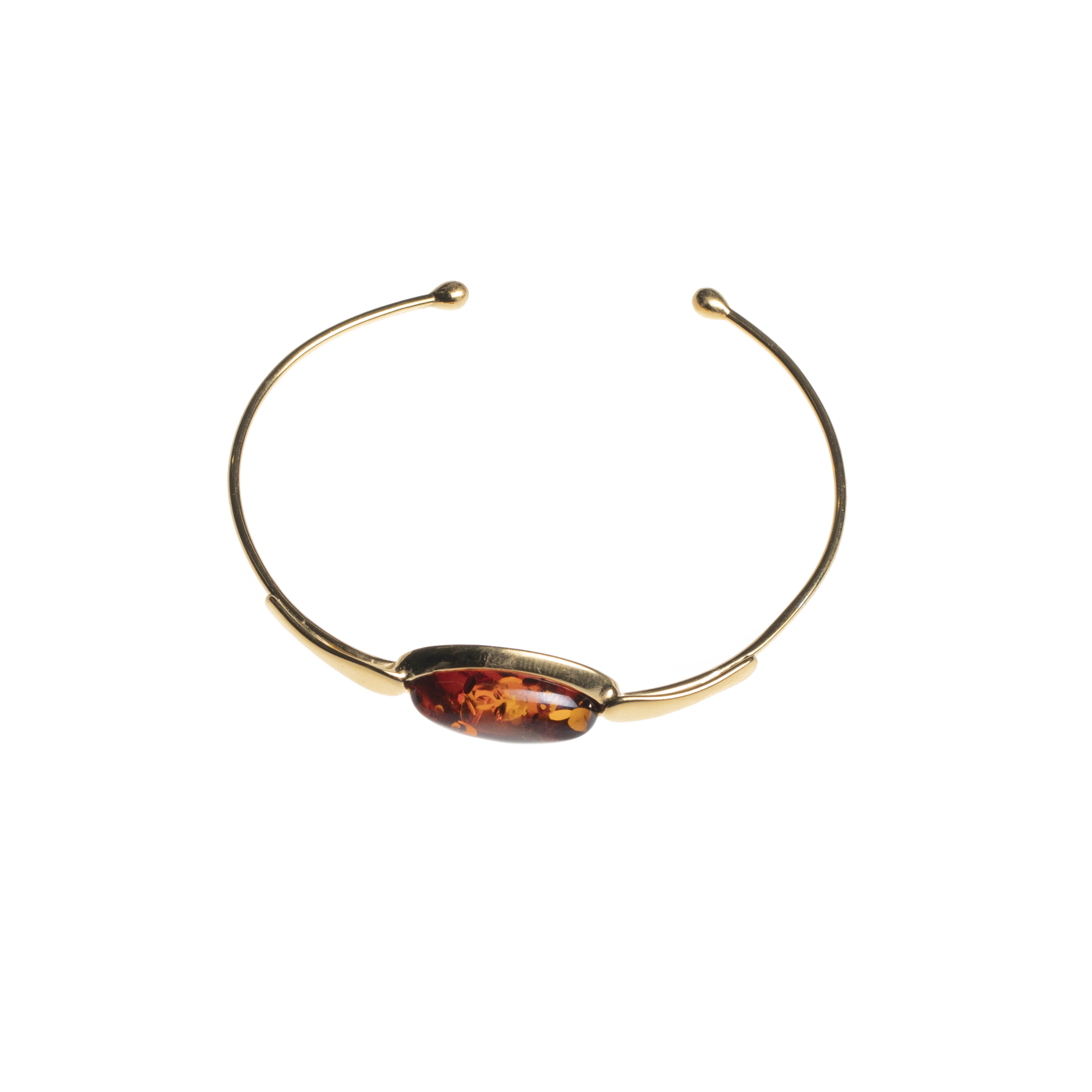 Cuff bracelet with cognac amber