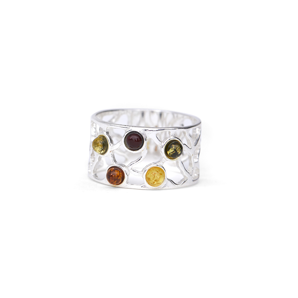 Dolce vita silver ring with amber