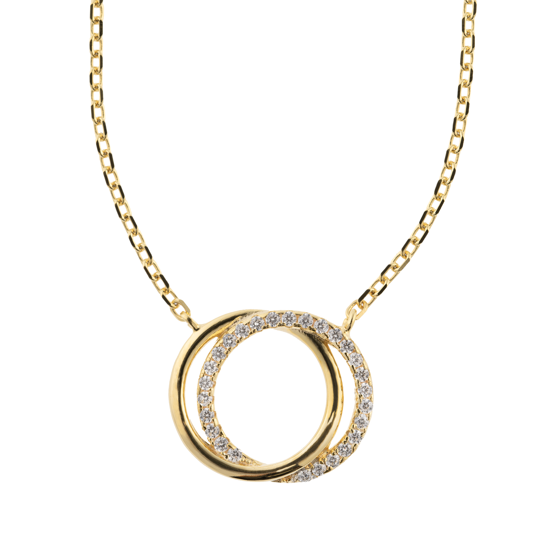 Duo circle gold necklace