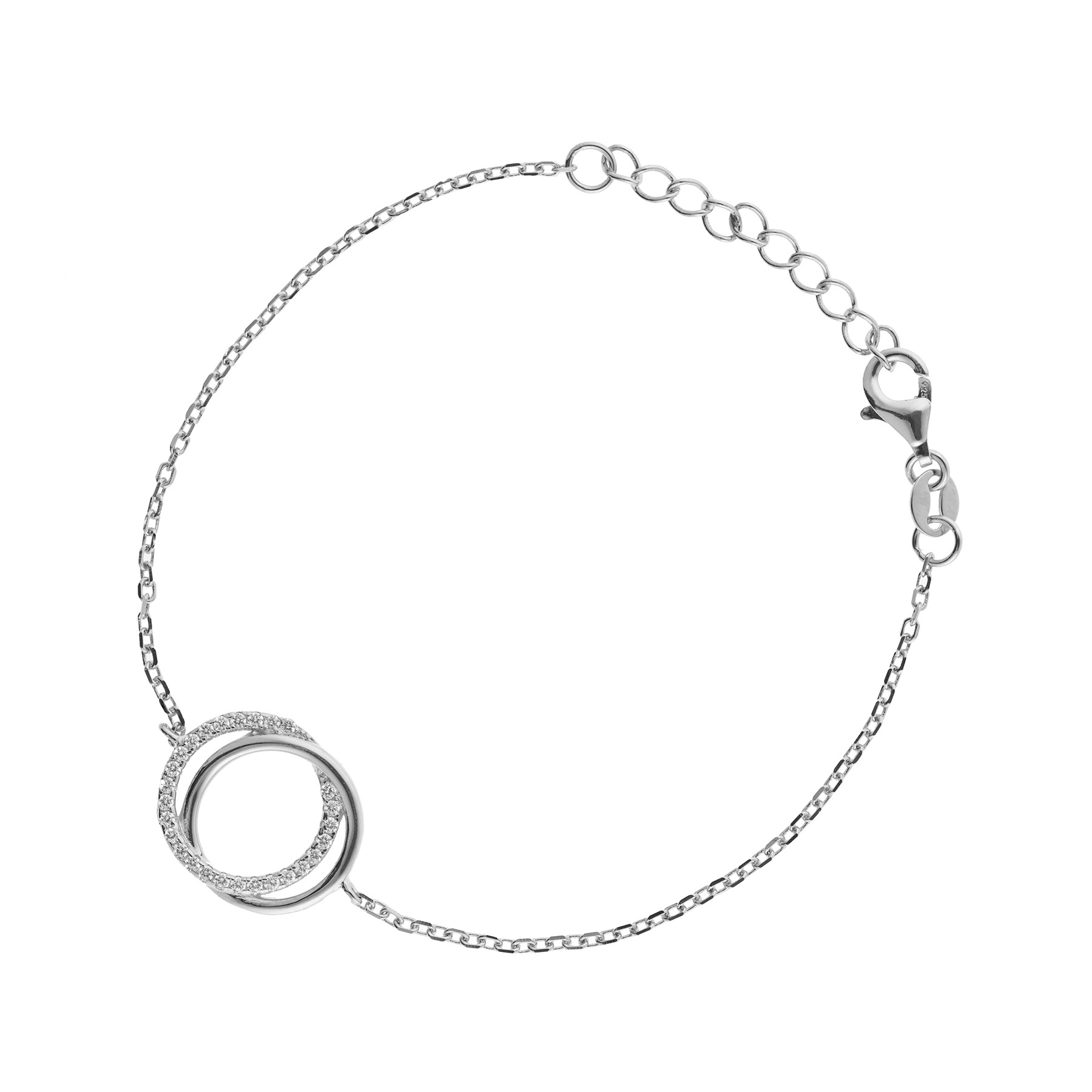 Duo circle silver bracelet