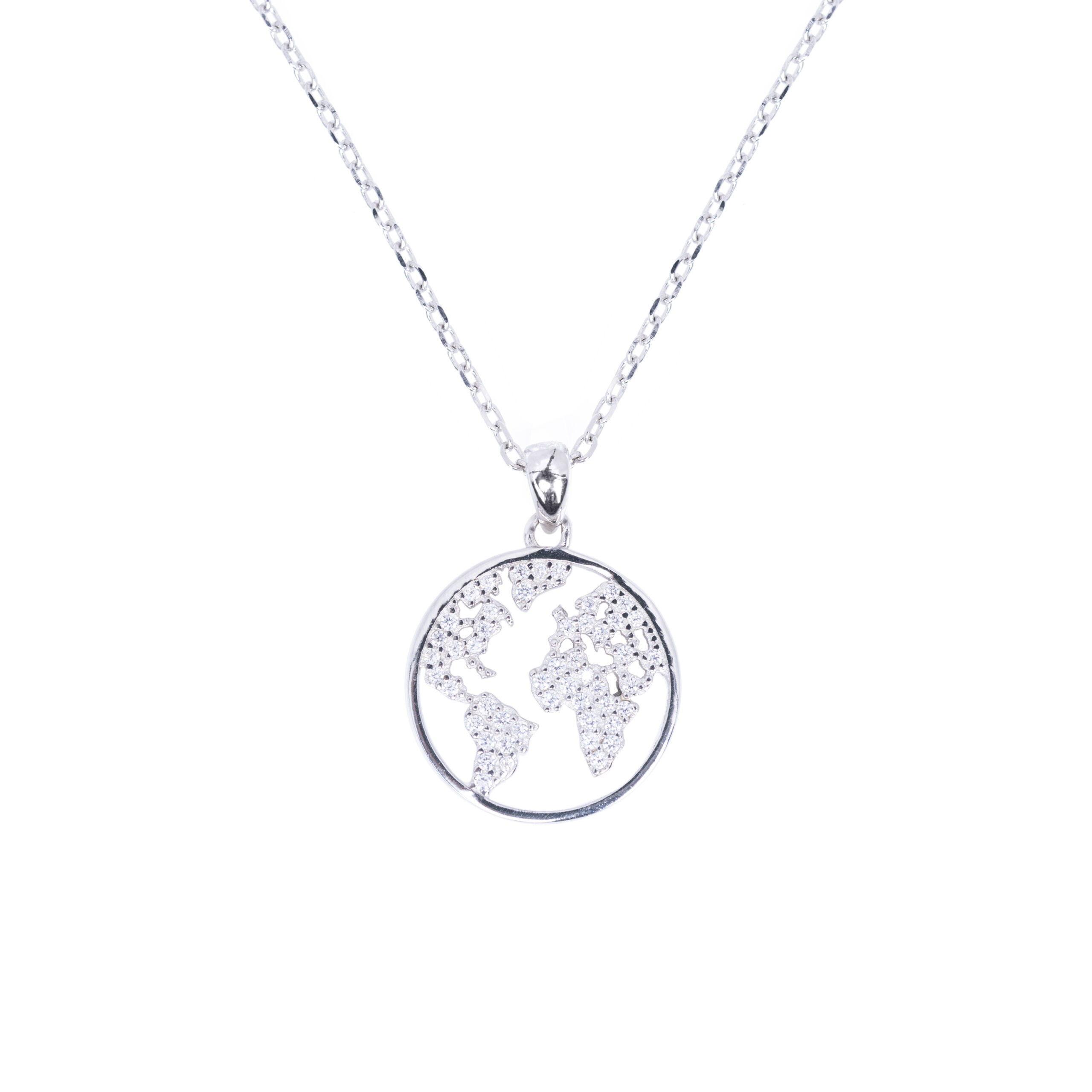 Globe silver necklace