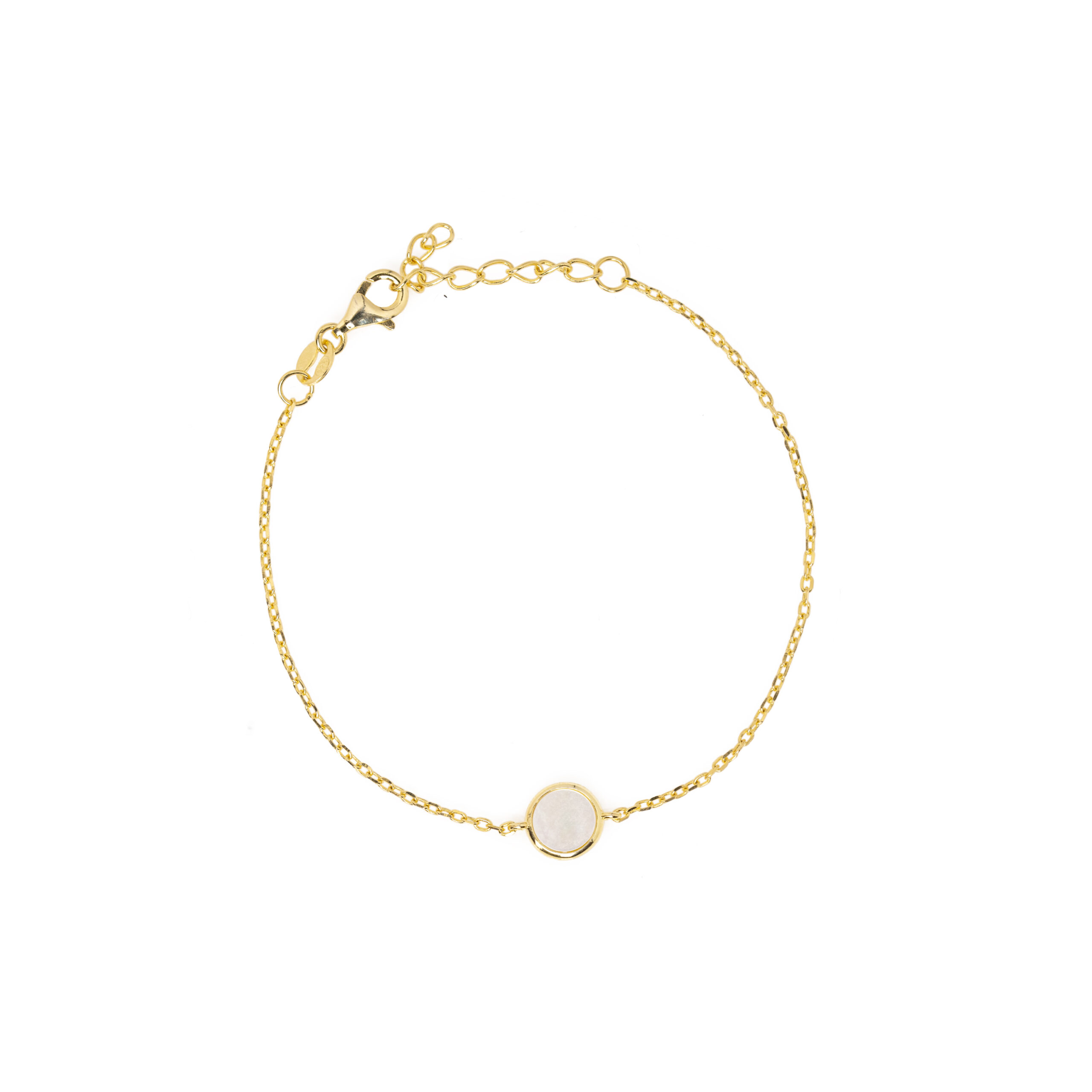 Gold bracelet with mother of pearl