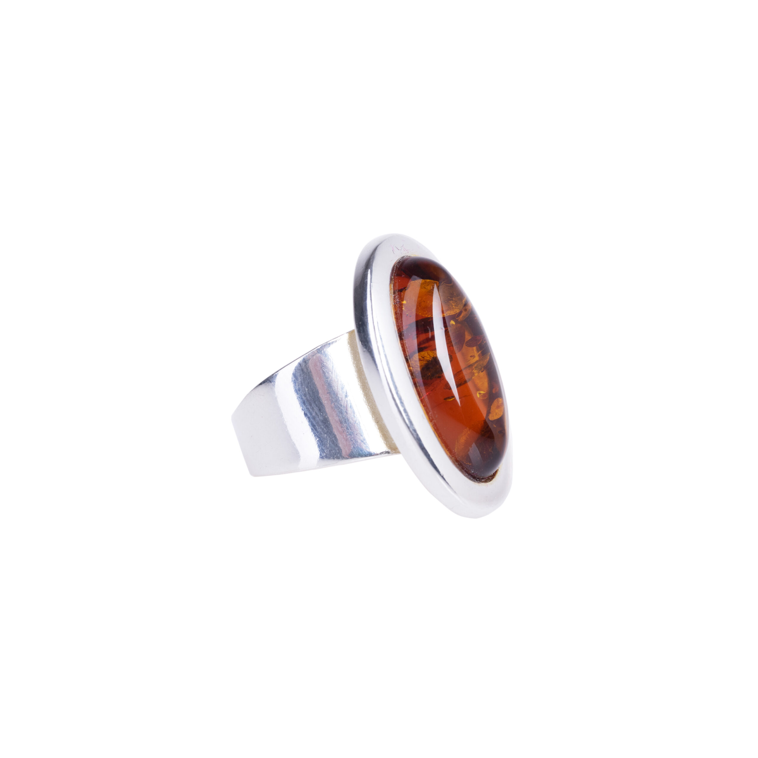 Nicole ring with cognac amber