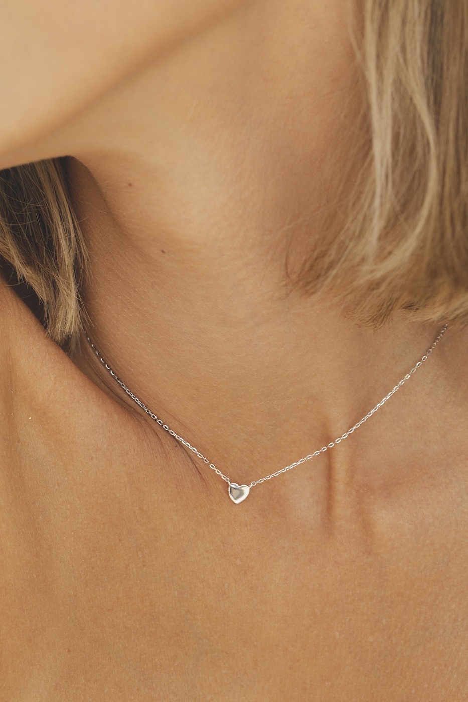 Petite heart silver necklace