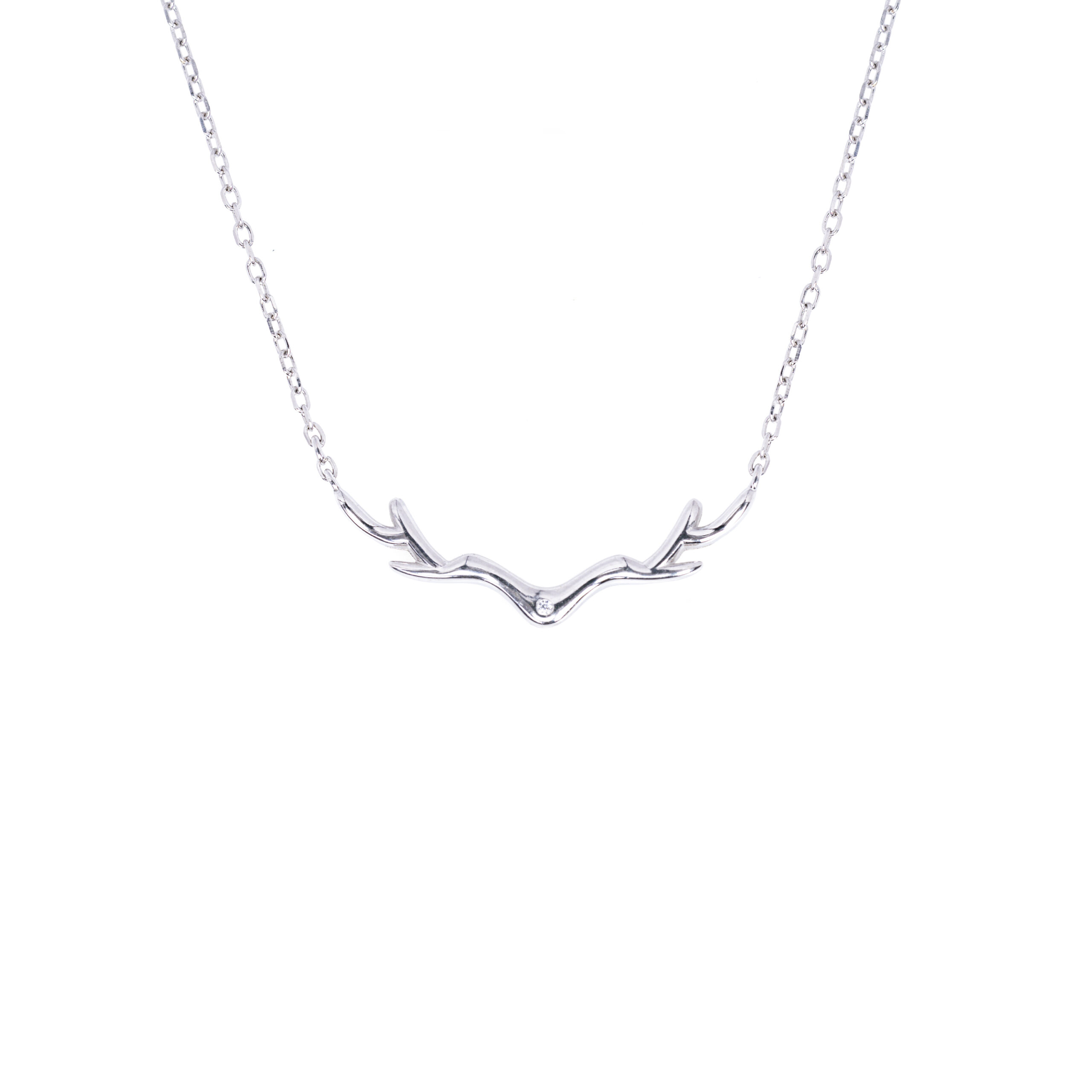 Silver antler necklace