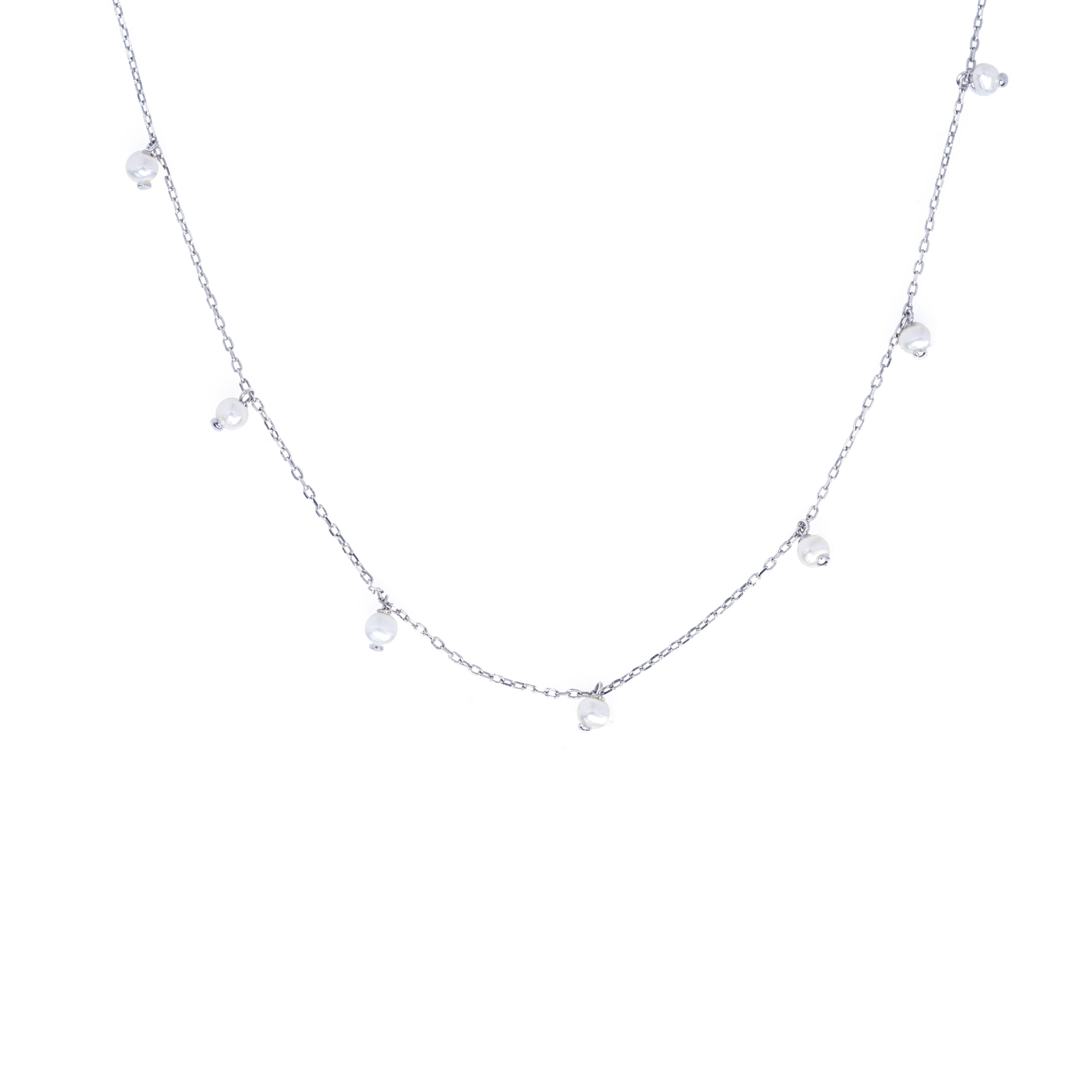 Silver necklace with freshwater pearls