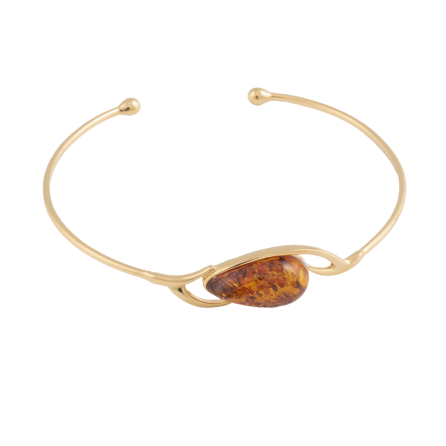 Victoria cuff bracelet with cognac amber.